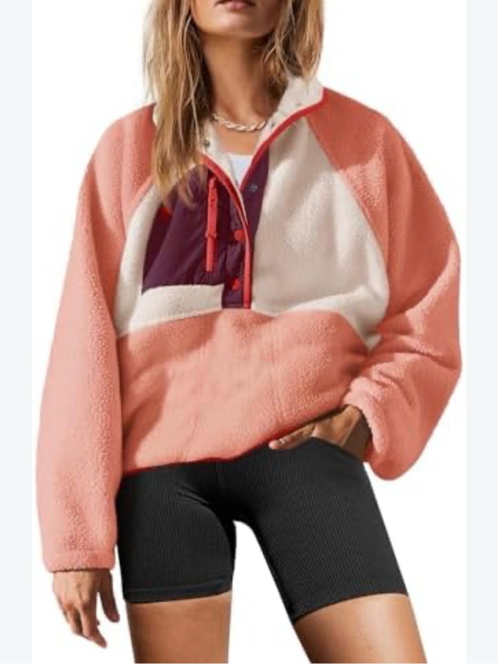 Free people movement hit the slopes color block Peach Pink Burgundy sm NWOT